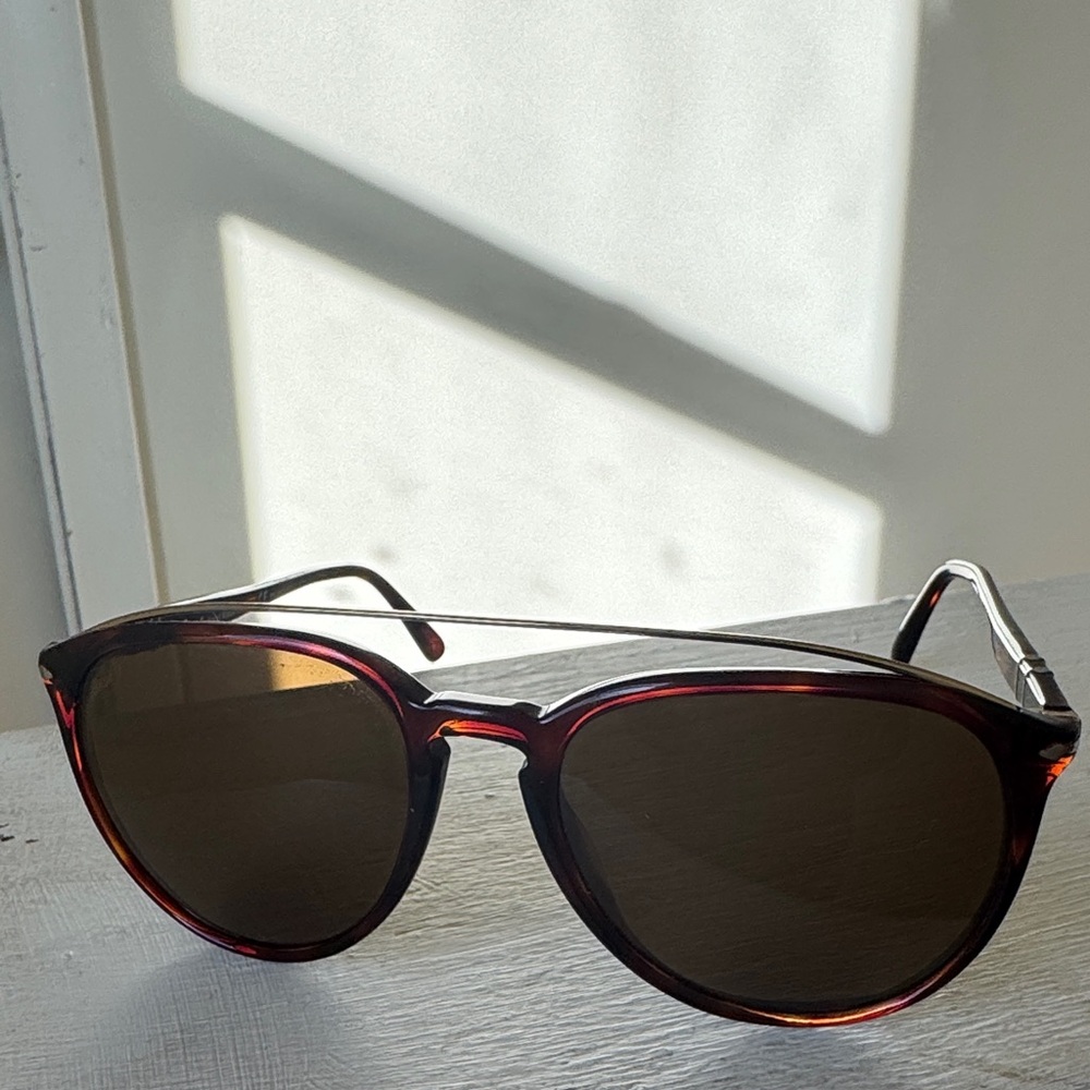 Persol Red Tortoise Sunglasses with Dark Lenses